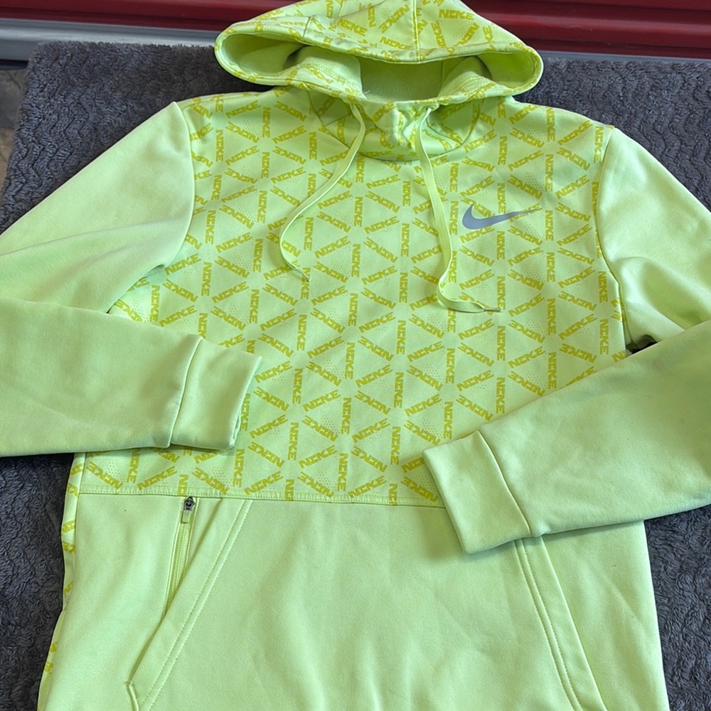 Sale Nike Neon Yellow Patterned Hoodie size small women yellow fashion shipping